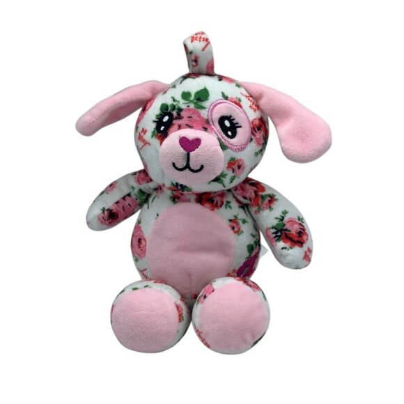 Betsey Johnson XOXO Floral Plush Puppy Dog Pink Accents 10" Stuffed Animal - Picture 1 of 6
